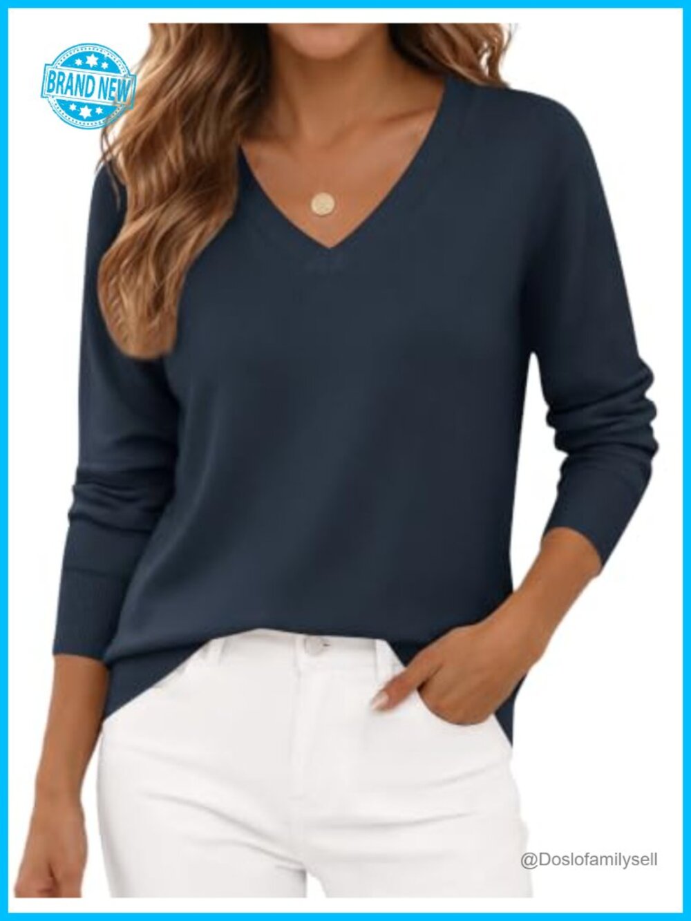 Women's V Neck Sweater Long Sleeve Batwing Pullover Knit Top